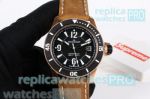 Perfect Replcia Jaeger-LeCoultre Black Dial Yellow Leather Strap Men's Watch